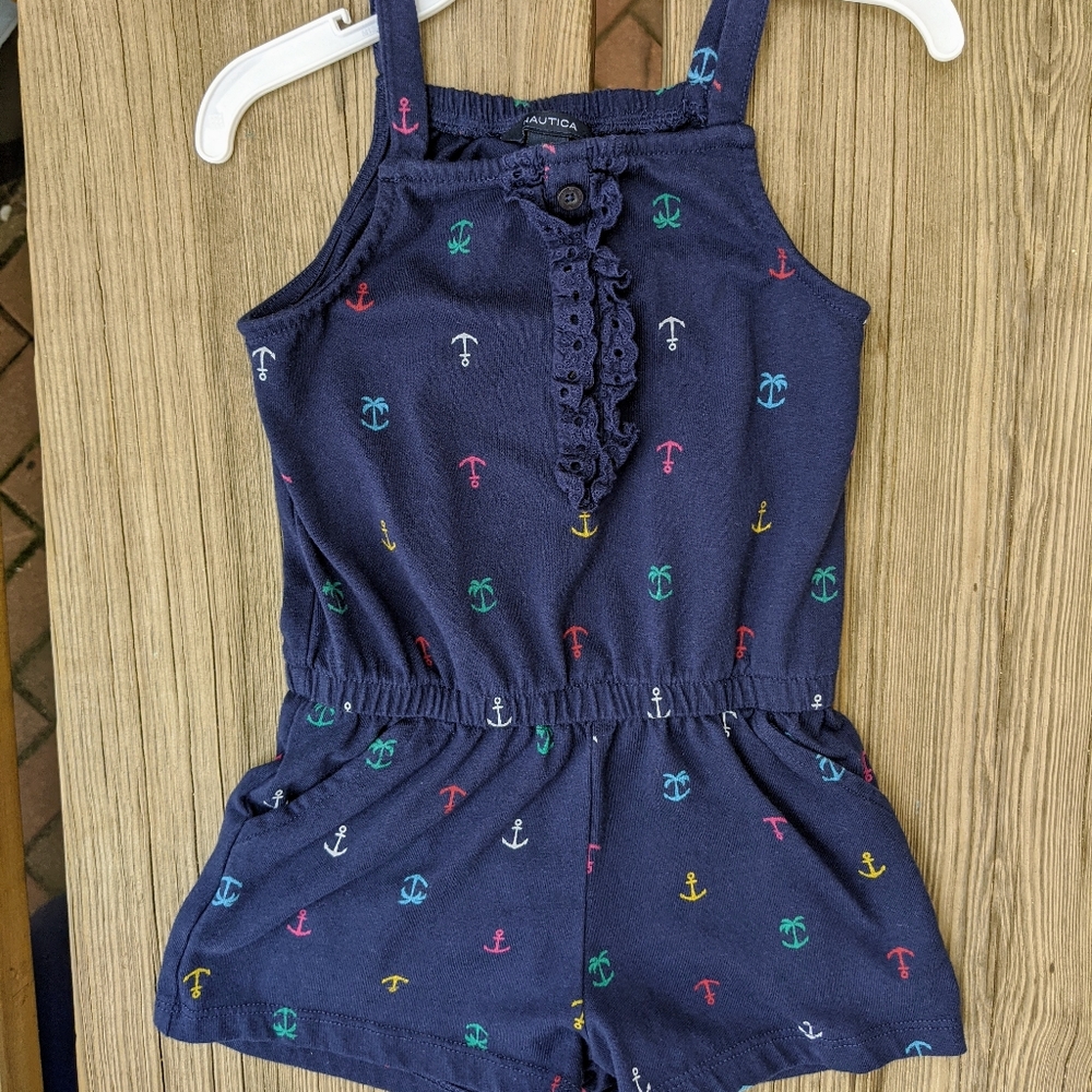 NAUTICA Girl Blue Romper w Anchors | 3T